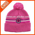 wholesale acrylic custom striped knit beanie with pom